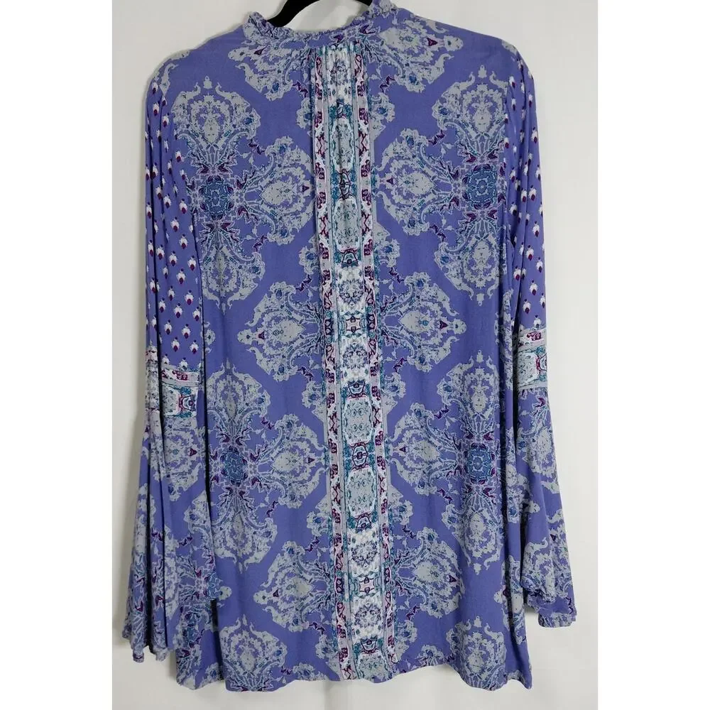 Free People Purple Graphic Lightweight Top Women Size XS